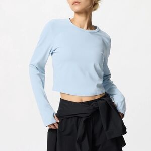 Uniqlo Light Blue Long-Sleeve Crop Top
